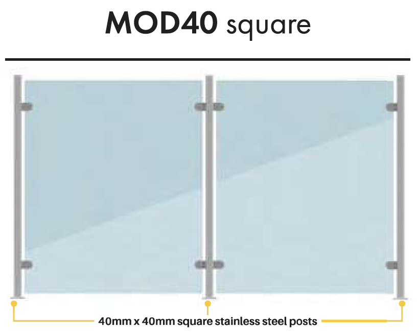 Glazing Posts - MOD40 Stainless Steel Glazing Posts