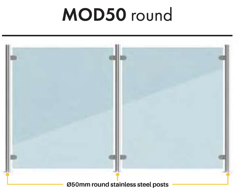 MOD50 Stainless Steel Glazing Posts